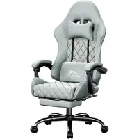 StarTech.com Massage Gaming Stuhl - ergonomischer Büro Computer Stuhl - Höhenverstellbar - Gepolsterter Stoffbezug - Metallrahmen - Mit Kopfstütze - Hellblau