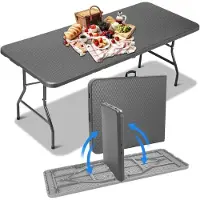 StarTech.com Klapptisch - 6-Fuß-Klapptisch - 183 x 76 x 74 cm - Metallgestell - Rechteckig - Für 8 Personen - Innen und außen - Dunkelgrau