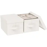 Merkloos Garderoben-Organizer, Aufbewahrungsbox mit Deckel - 42 x 30 x 26 cm - Beige - Set aus 2 Stück