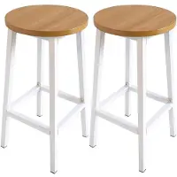 Merkloos Set aus 2 Barhocker ohne Rückenlehne – Höhe 65 cm – Schwarz und dunkles Holz