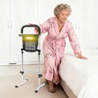 StarTech.com Aufstehhilfe für Senioren - Aufstehstütze - Sensorlicht - 5 Höheneinstellungen - Höhe 72–88 cm - Kohlenstoffstahl - Aufbewahrungstasche - Schwarz