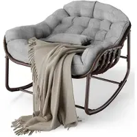 StarTech.com Outdoor Schaukelstuhl - Rattan Ei Loungesessel - extra großer Gartensessel für Terrasse und Balkon - dunkelgrau