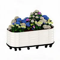 StarTech.com Hochbeet Pflanzkübel - Verzinktes Stahl Pflanzbeet - Mit Rollen - Selbstbewässerungs-Tank - Für Innen Und Außen - 195x60x50 cm - Cremeweiß