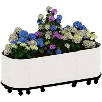 StarTech.com Hochbeet aus Metall - Mobiler Pflanzkübel auf Rollen - Mit Selbstbewässerungsreservoir - Für Gemüse, Kräuter, Blumen - Innen/Außen - 240x60x50 cm - Cremeweiß