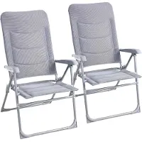 StarTech.com 2er Set klappbare Campingstühle - Hochlehner Strandstuhl - Metallrahmen - mit Armlehnen - bis 150 kg belastbar - grau