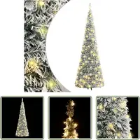 The Living Store Pop-Up-Weihnachtsbaum Künstlich Beschneit 200 LEDs 210 cm