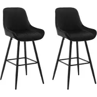 Merkloos Balkruk-Set, 2 Stück - Samt - Streifenmuster - Metallgestell - Sitzhöhe 71 cm - Schwarz