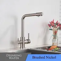 StarTech.com Küchenarmatur Mit Wasserfilter - Spülbecken Mischbatterie - Doppelauslauf 360° Schwenkbar - Warm Kalt - Einloch Montage - Messing - Gebürstetes Nickel