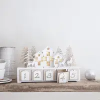 OEM LED-Adventskalender Holz, 18 cm, warmweiß, Innenbereich