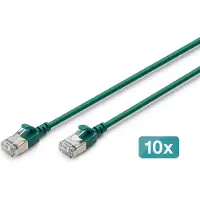 Digitus CAT 6A F-FTP Slim Patchkabel, 5 m, Grün, 10 Stück, 5 m, Cat6a, F/FTP (FFTP), RJ-45, RJ-45, Grün