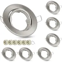 ZMH 6er set Einbaustrahler GU10 Fassungen Lochdurchmesser 50mm mit Sockel in Edelstahl Einbauleuchte Rahmen Schwenkbar 30° Spot LED Leuchtmittel
