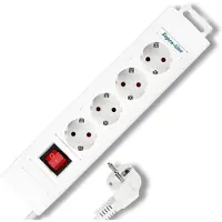 REV Steckdosenleiste 4-Fach SupraLine, 1,9m Kabel, Schalter, weiß, Wandmontage
