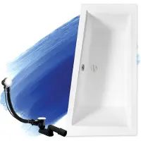 Badland Eckbadewanne Rechteck Badewanne Intima RECHTS 150x85 mit Ablaufgarnitur und Füßen GRATIS ohne Verkleidung