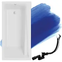 Badland Badewanne Rechteck Elza 140x70 mit Ablaufgarnitur und Füßen GRATIS ohne Verkleidung