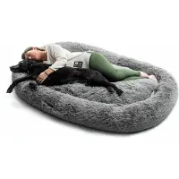Dripio Hundebett XXL, Polyester, grau, abnehmbarer Bezug, Anti-Stress