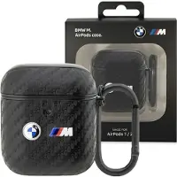 BMW Carbon Doppel Metall Logo - Etui AirPods 1/2 gen (Czarny)