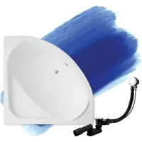 Badland Eckbadewanne Badewanne Standard 150x150 mit Ablaufgarnitur und Füßen GRATIS ohne Verkleidung