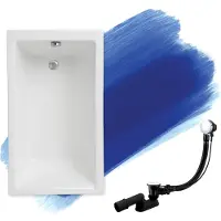 Badland Badewanne Rechteck Capri 100x70 mit Ablaufgarnitur und Füßen GRATIS ohne Verkleidung
