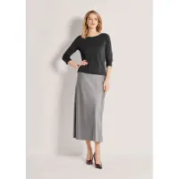MADELEINE Maxirock "Rock Satin-Midirock in leichter A-Linie", Damen, Gr. 36, grau (steingrau), Modern, regular fit, Röcke Maxirock