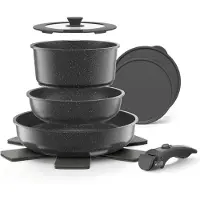 YASHE 9-teiliges Kochgeschirrset, Induktion, ungiftig, PTFE- und PFAS-frei