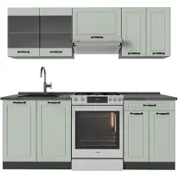 Vicco Küchenzeile R-Line Mint Landhaus/Anthrazit 200 cm Arbeitsplatte Anthrazit, Model 70826