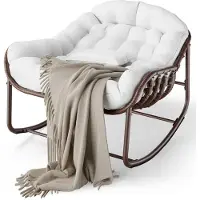 StarTech.com Outdoor Schaukelstuhl - Rattan Ei Loungesessel - Großer Gartenstuhl für Balkon und Terrasse - Weiß