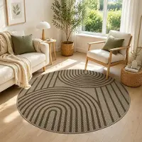 Sonstiges Teppich Rund 120 cm Jute Optik rutschfest waschbar Braun