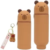 OEM 2-in-1 Silikon-Federmäppchen mit Kapibara-Motiv, Stiftehalter