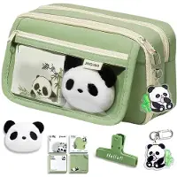 OEM Kawaii Panda Federmäppchen, 5-teilig, Grün, 22x13x7,5 cm