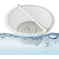 Markenlos Poolkescher Skimmer Netz Laub Wasserfilter langer Griff 21 cm Weiß