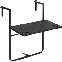StarTech.com Balkontisch - Klappbarer Hängetisch - 3 verstellbare Höhen - Metall - Rechteckig - Für 2 Personen - Schwarz