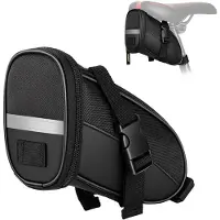 Markenlos Mini Fahrradsatteltasche 19 x 12 x 9 cm reflektierend schwarz mit Klettverschluss
