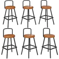 StarTech.com Barhocker, 6er-Set - Ergonomische Rückenlehne - Wasserabweisendes Kunstleder - Gepolsterte Sitzflächen - Stabile Metallbeine - Für Küche und Bar - Braun