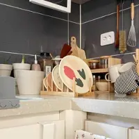 LTPRTZ Holzablage für Bretter – Küchenorganizer – Ordnungssystem für die Küche – Vertikales Design – 28x12x2 cm – Holzfarbe