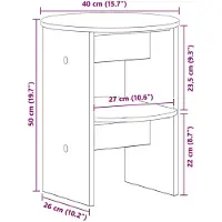 vidaXL Seitenschrank Schwarz Ø40 x 50 cm Holzwerkstoff