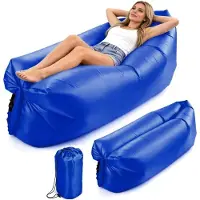 WAN Aufblasbares Sofa - Air Bench Sonnenbett - Outdoor Entspannung - Schnell nach oben Blasen - 235 cm - Dunkelblau