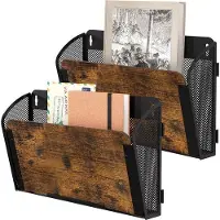 OEM Solinxe Wandzeitungshalter aus Holz mit 2 Fächern, Zeitungsständer aus Metall, Hängeregistraturhalter, Ablagefächer für A4-Papier, Dokumente, Büro, Schule, Archivorganizer, schwarz/antik