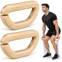 Merkloos Fitnessringe Trainingsringe - Holz mit Stahlplatten - 1 Paar - Für Kreuzheben, Rudern und Bizepscurls