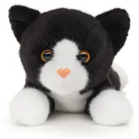 Merkloos Plüschkatze Kuscheltier Katze Stofftier - Liegend - Schwarz-Weiß - 20 cm