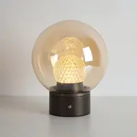 Searchlight LED-Akku-Tischleuchte Solis, bronze, Glas, 2.700 K