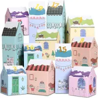 Merkloos Adventskalender zum Befüllen – 24 Fächer – Karton – Weihnachtsdeko – Wiederverwendbare Geschenkboxen – Goldene Zahlenaufkleber 1-24 – Weihnachtskalender