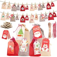 Merkloos Adventskalender Adventskalender Kerzen Adventskalendersack - 24 Fenster - Dekorativer Weihnachtskalender 2025