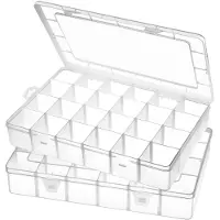 Merkloos Aufbewahrungsbox Organizer Sortierbox - 24 Fächer - 35,5 x 23,6 x 6 cm - Transparent - Perlen Aufbewahrungsbox