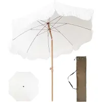 WAN Garten Sonnenschirm - Strandschirm - draußen entspannen - mit dekorativen Fringe - 2 Meter - weiß
