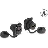 DeLOCK D-Typ Modul HDMI-A Buchse zu HDMI-A Buchse mit Verschlusskappe IP67 staub- und wasserdicht, Schwarz, HDMI-A, HDMI-A, Weiblich, Weiblich, Kunststoff