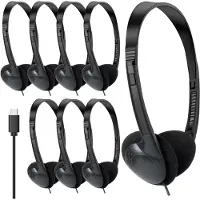 LTPRTZ USB-C-Kopfhörer - Typ-C-Ohrhörer - Für den Einsatz im Klassenzimmer - Großpackung (20 Stück) - On-Ear-Modell - Schwarz