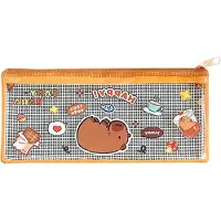 Markenlos Capybara-Federmäppchen transparent mit Reißverschluss 17,5 x 8,5 cm Motiv