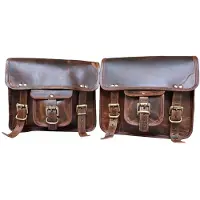 Merkloos Fahrradtasche Satteltasche Ledertasche - Leder - Braun - 2 Stück - 9 x 11 x 3,5 Zoll