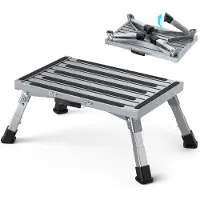 Merkloos Aluminium-Staufel mit Handgriffen, 4-stufig verstellbar