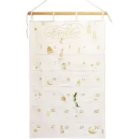Merkloos Ramadan-Wandkalender aus Stoff – Zum Befüllen – 30 Taschen – Beige und Gold – Set mit 3 Stück